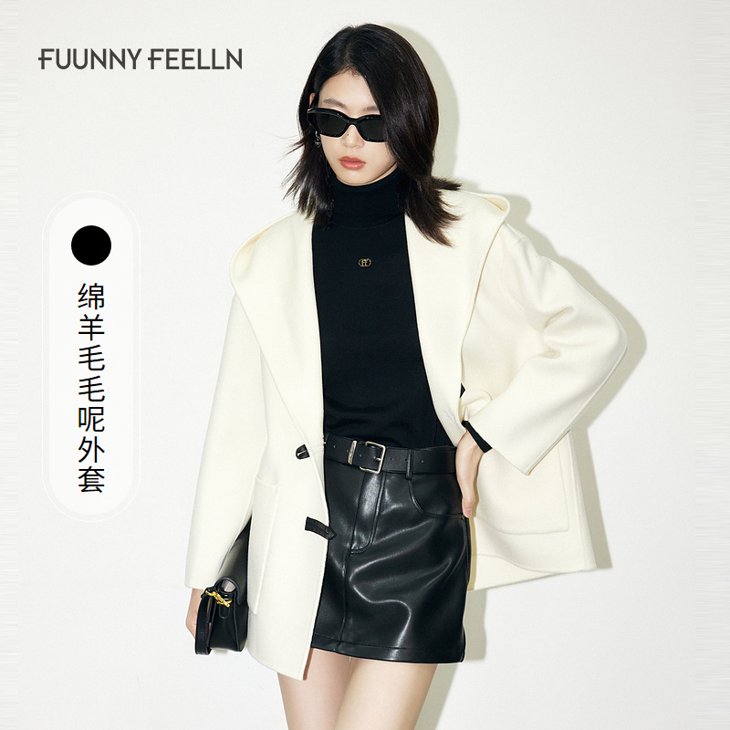 仿佛冬季新中式绵羊毛大衣女气质中长款毛呢外套FL00391