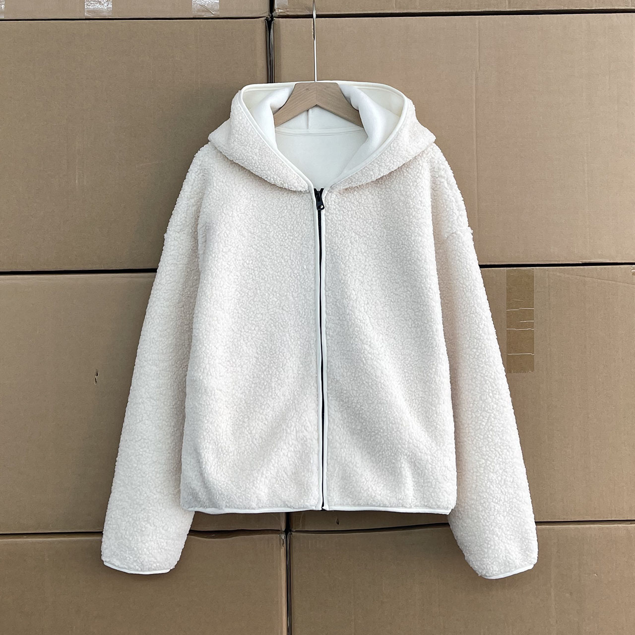 非沅！！秋冬女装新品复合双面绒宽松简约保暖连帽女式长袖外套