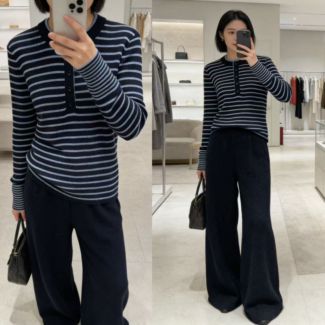 醋酸羊毛！胸90-160长58经典长袖条纹圆领内搭休闲针织上衣 4582