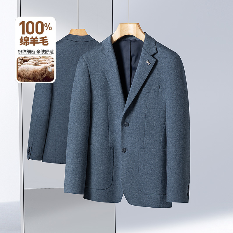 2025秋冬季新款男士100%绵羊毛单西上衣外套青年上衣便西