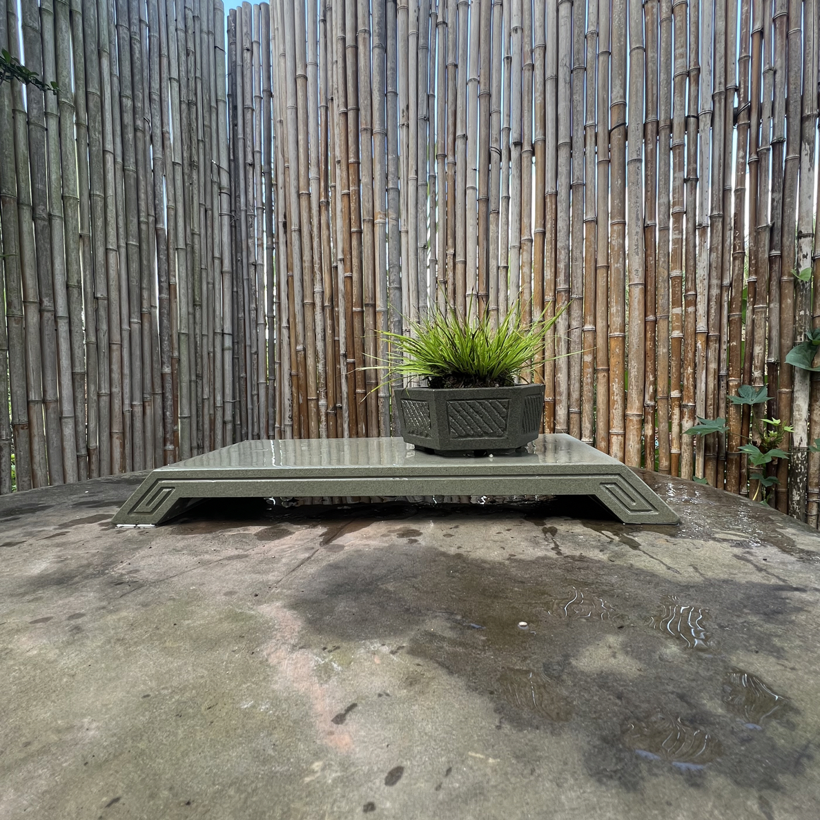 原石花盆青石花盆 石头花盆 錾路斗盆 对边12×6