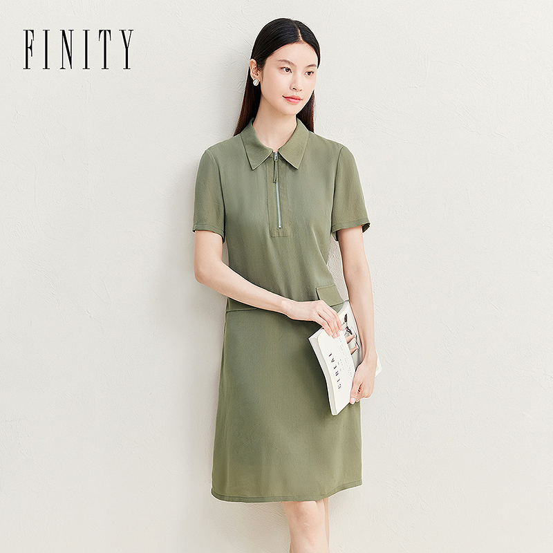 FINITY 衬衫领连衣裙25年夏季新款简约休闲裙 F21Y5C41L3