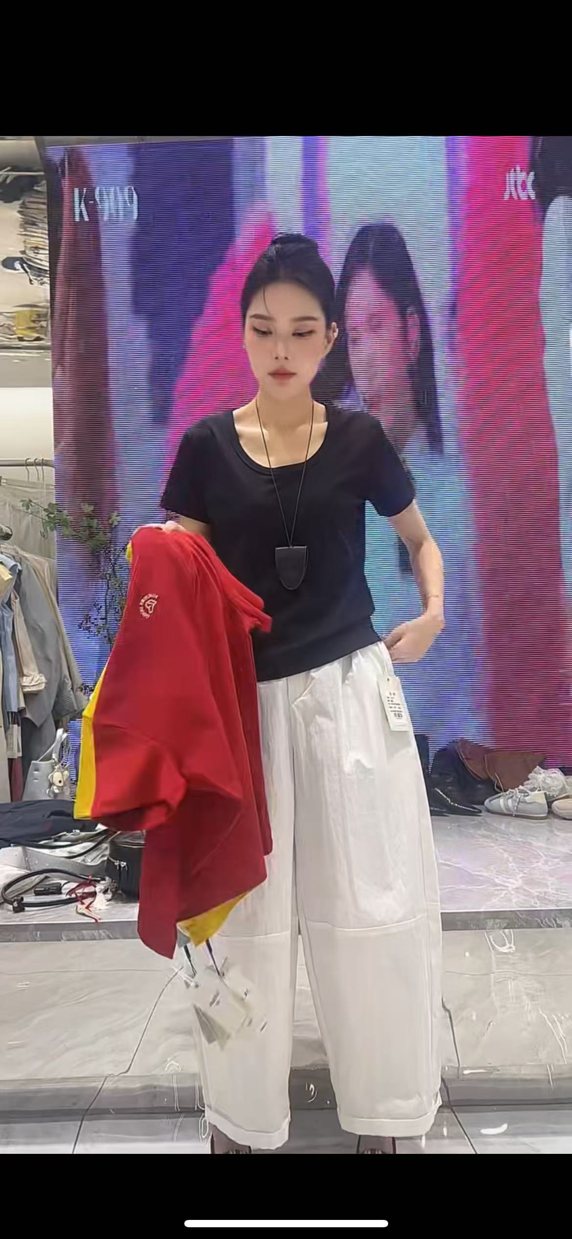 KM-2025纯色后背刺绣T恤7052