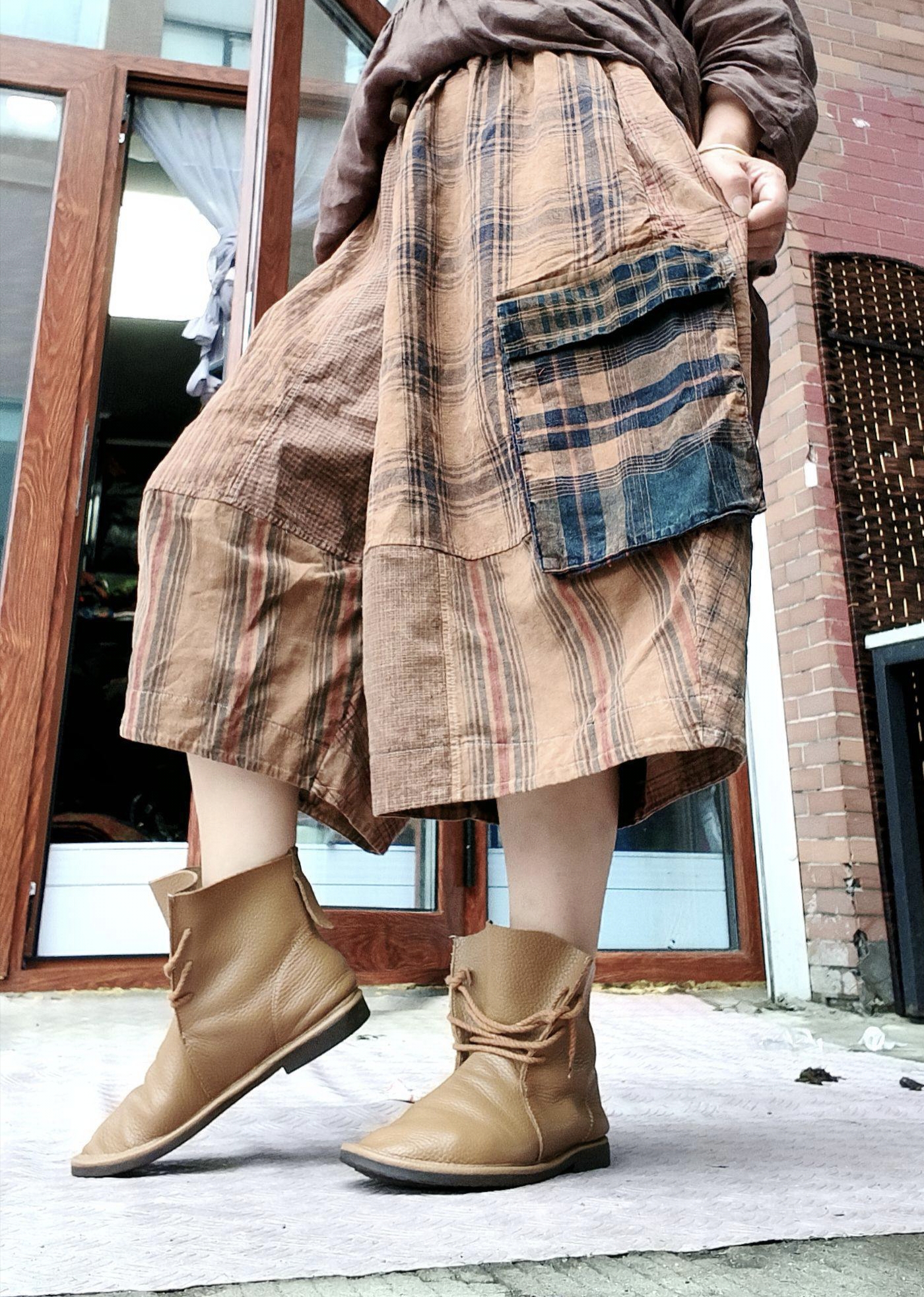 无吊牌做旧老布拼接叮当裤直播间自选条纹