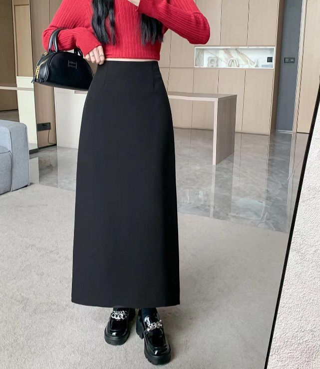 (两个裙长）长裙高腰一步裙包臀裙显瘦气质设计感半身裙小众中长裙