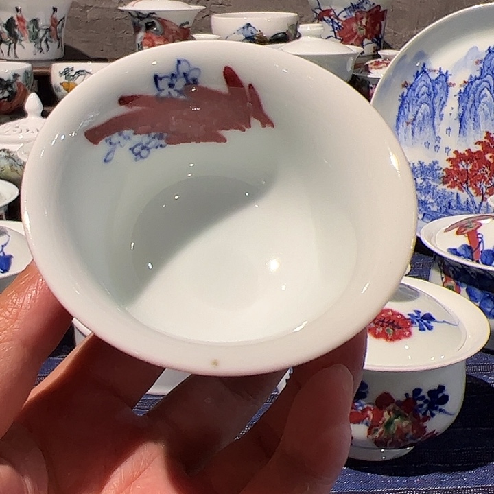 摆件原矿青花釉里红瓷器微瑕