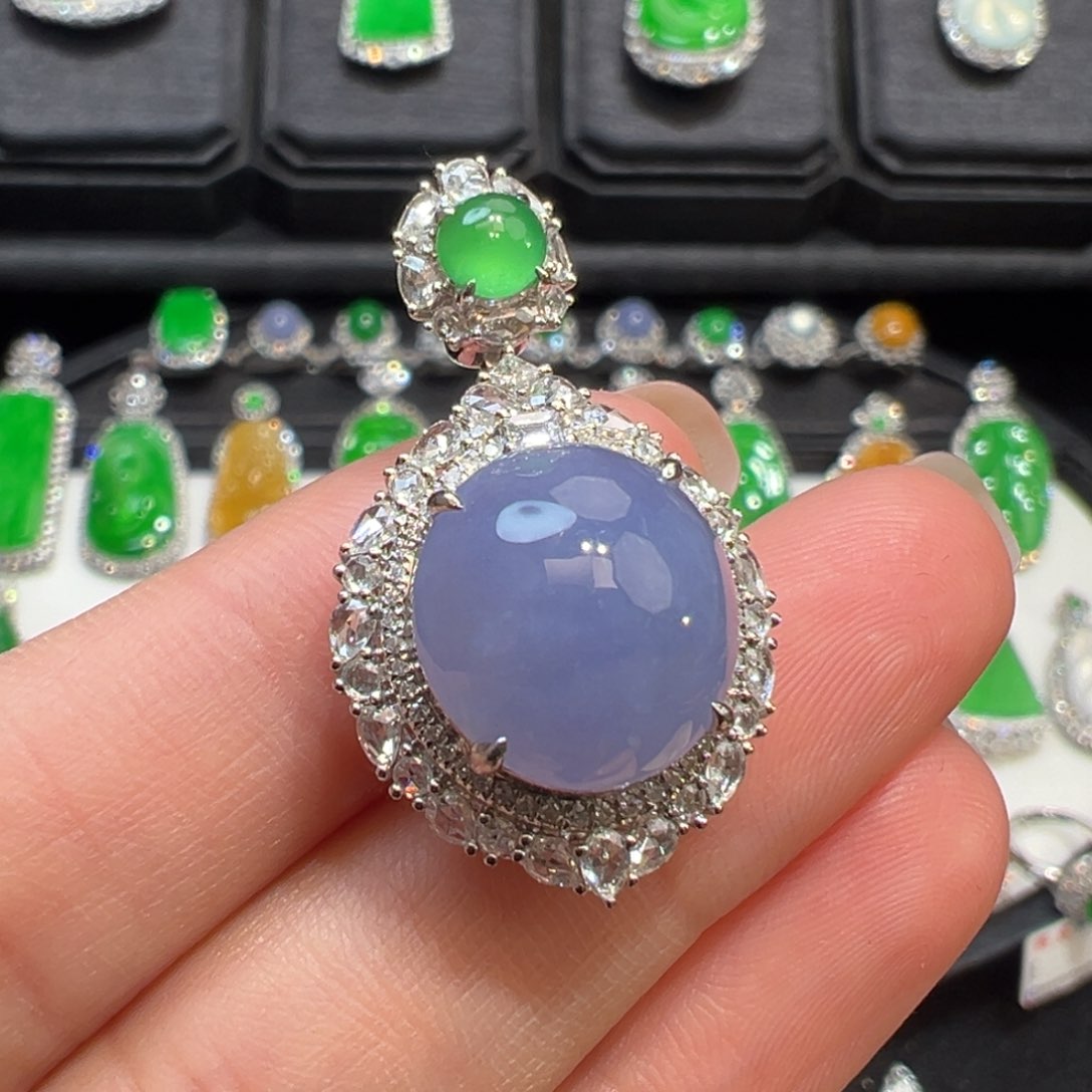 翡翠吊坠(不含链)18K金镶嵌收到货48小时鉴赏期