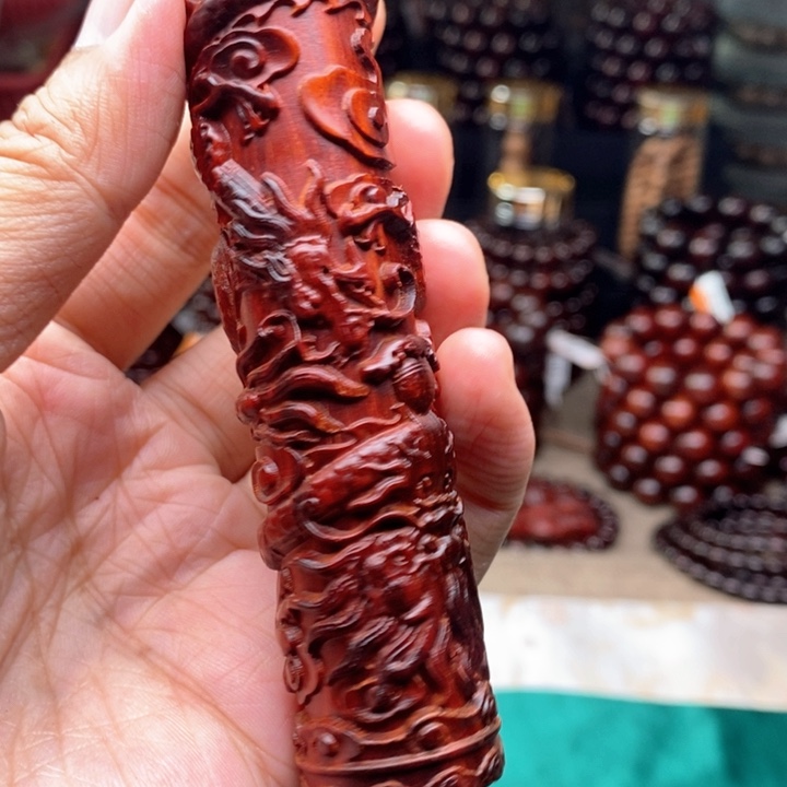 檀香紫檀（小叶紫檀）把件盘龙柱