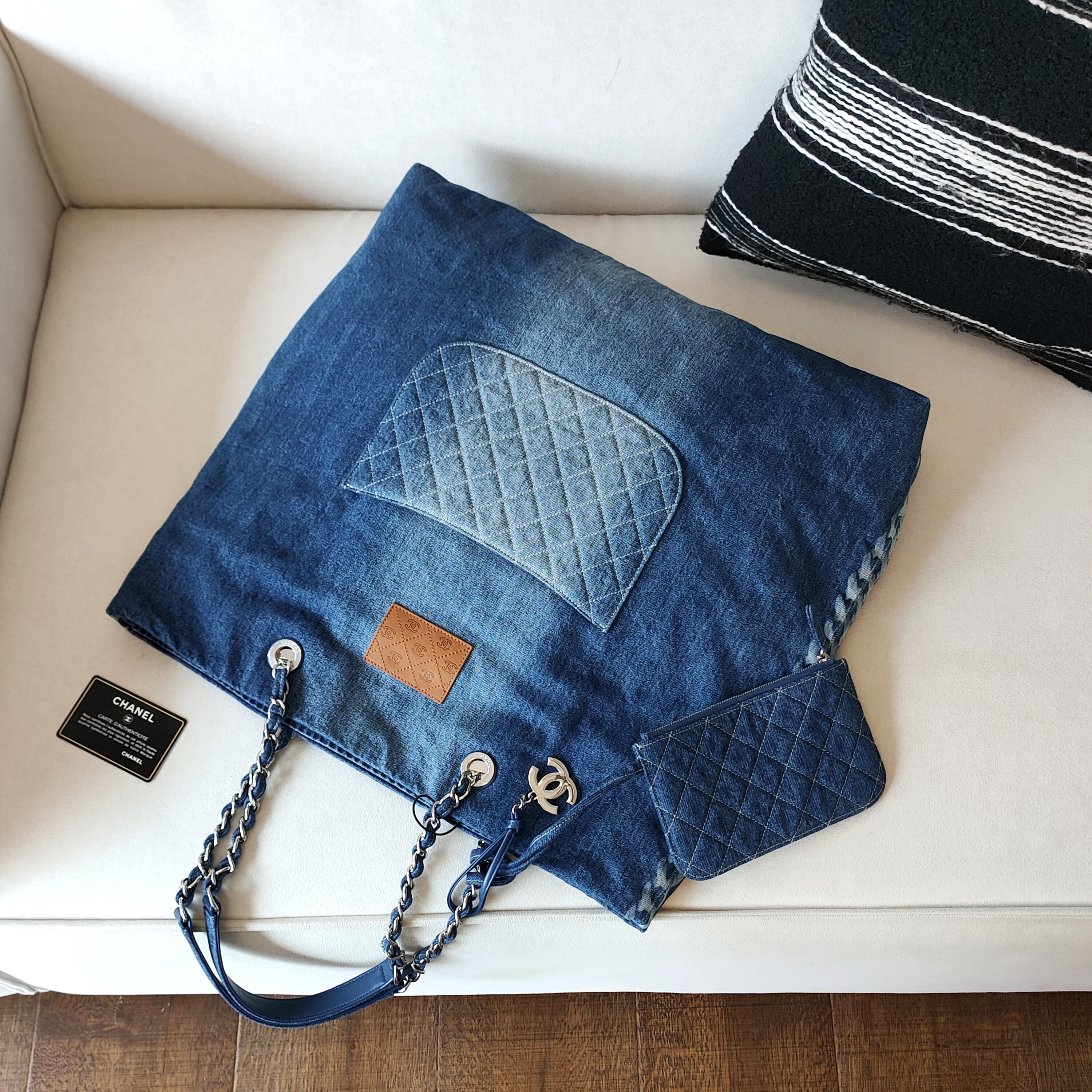 95新 Chanel/香奈儿 Azul-蓝色渐变牛仔双面tote子母单肩包/46220