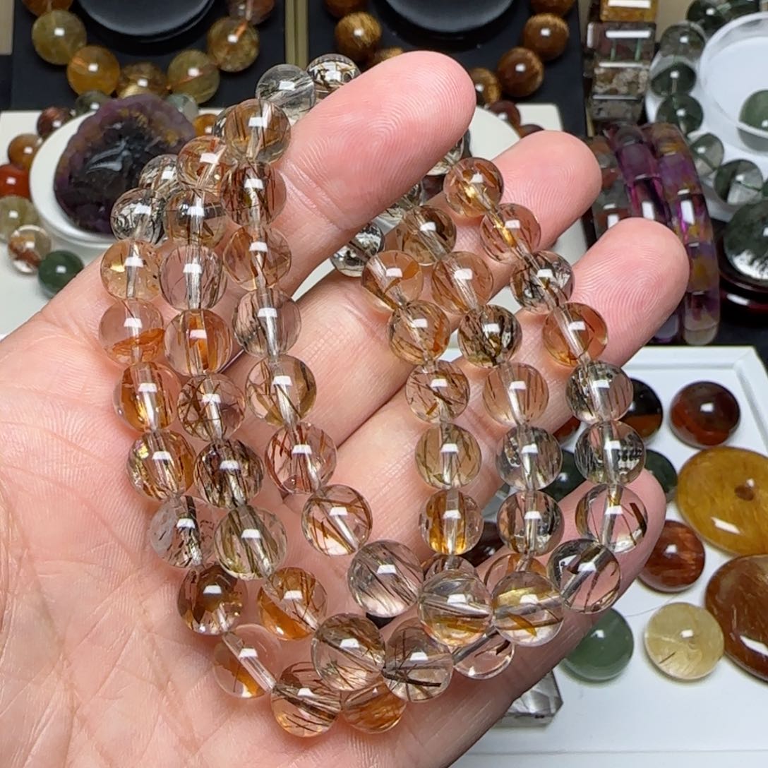 水晶手链未镶嵌黑金超七8mm