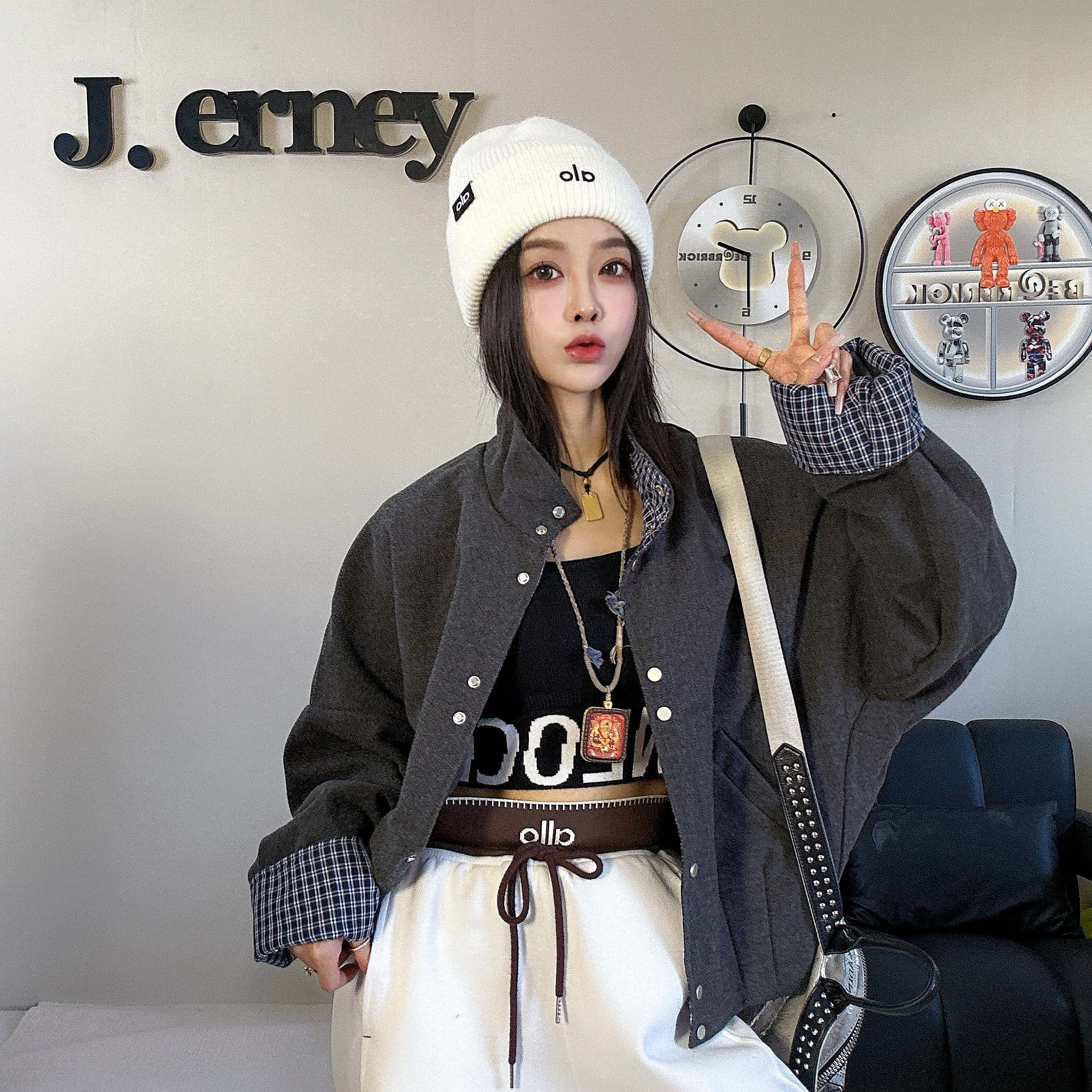 立领百搭呢料设计感外套女2025年秋季新款韩版百搭休闲单排扣上衣
