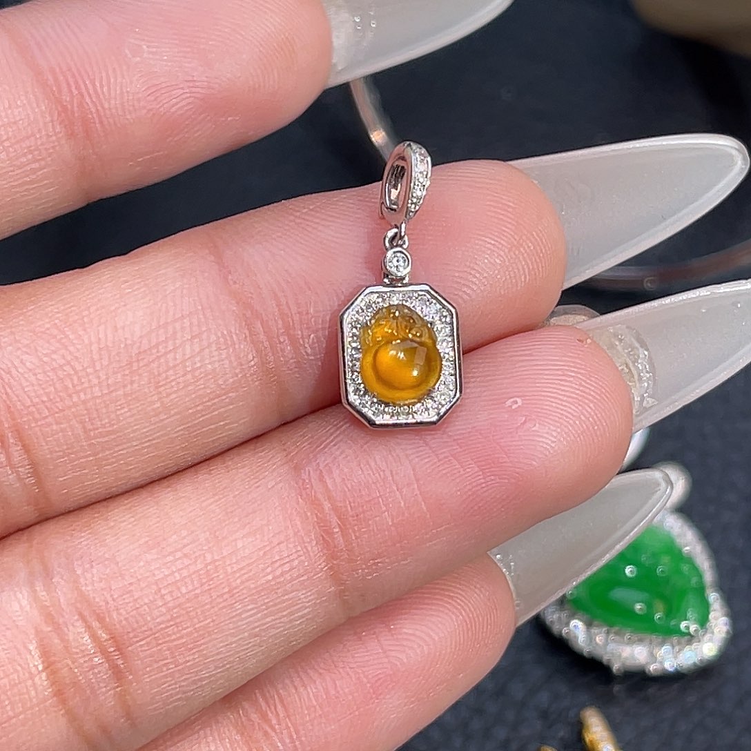 翡翠18K金镶嵌吊坠(不含链)金蟾