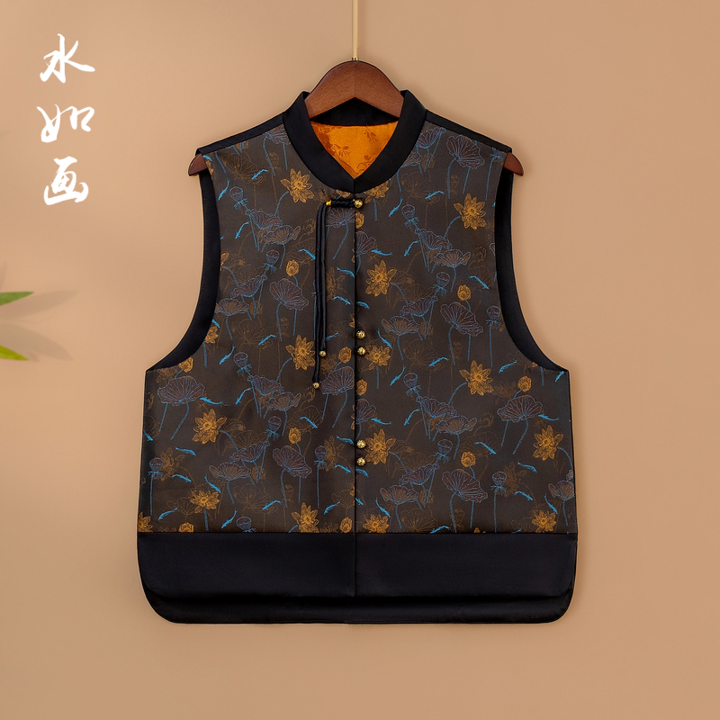 【锦荷】2025新款春季马甲新中式宽松立领提花气质显瘦上衣马夹女款