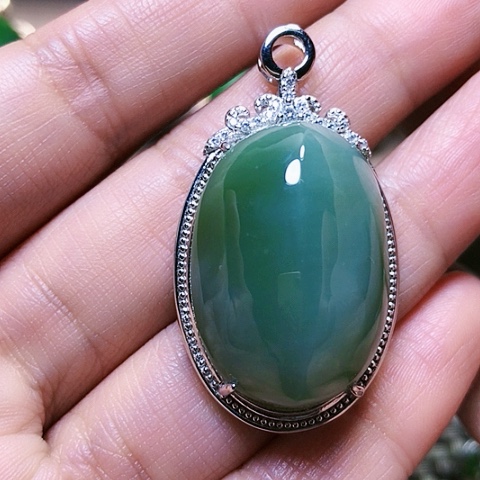 和田玉挂件银S925镶嵌