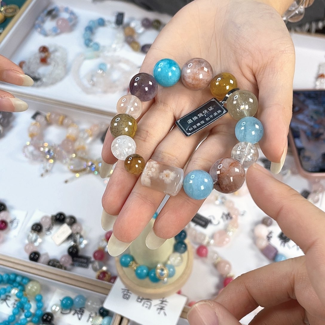 水晶手链银S925镀金镶嵌