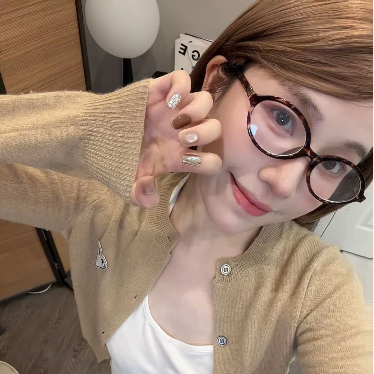 Tuge Nail“明天见”早秋百搭焦糖猫眼亮片气质百搭设计师美甲芬达