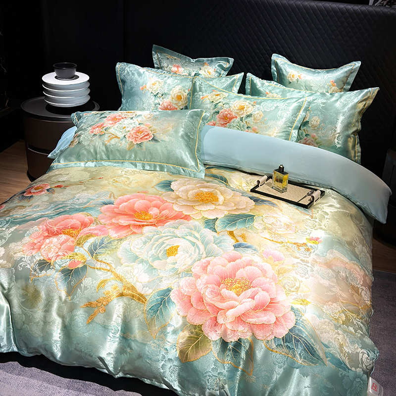 【2025新款书雅精选】贡缎提花四件套轻奢印花高级感（30天免费试睡）