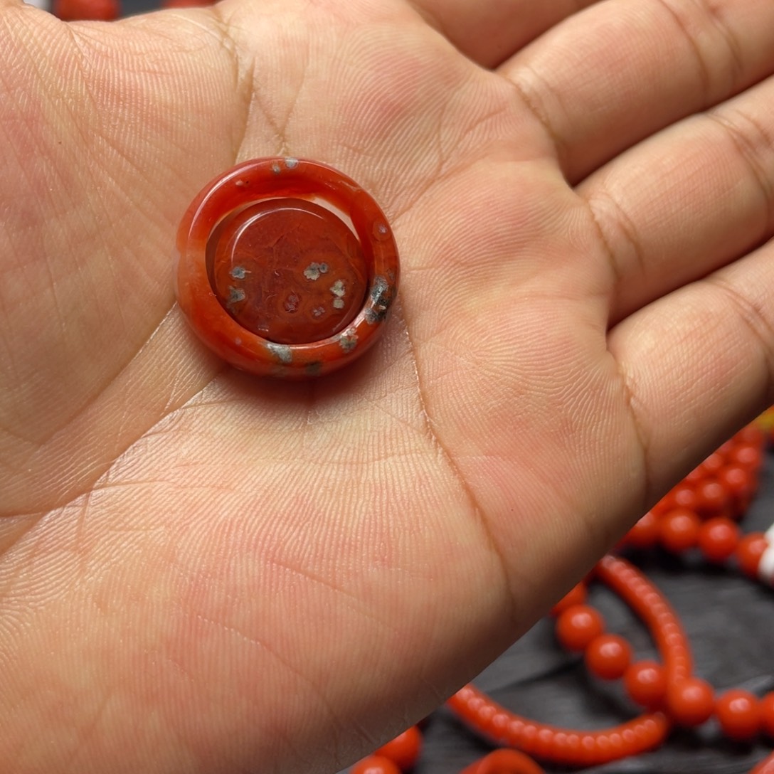 南红玛瑙合金戒指干掌戒圈