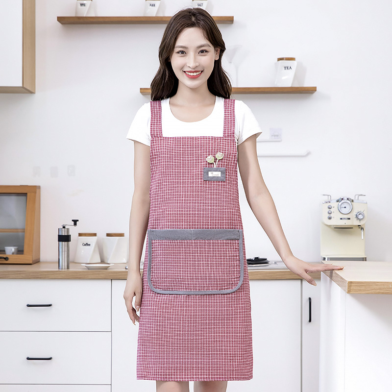 时尚新款围裙家用厨房耐脏做饭透气背带围腰罩衣上班洋气工作服