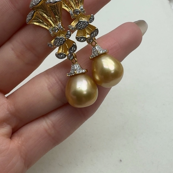 海水珍珠耳饰银S925镶嵌