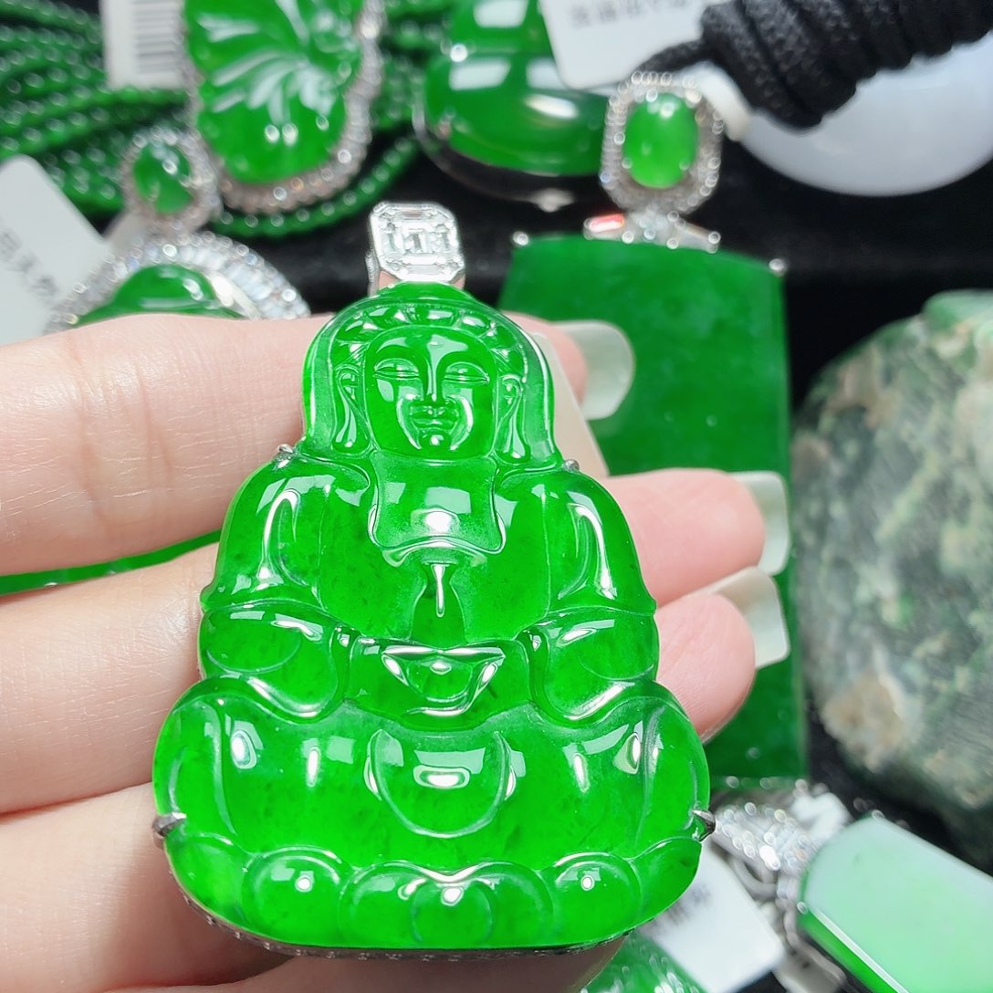 翡翠银S925镶嵌颈饰11