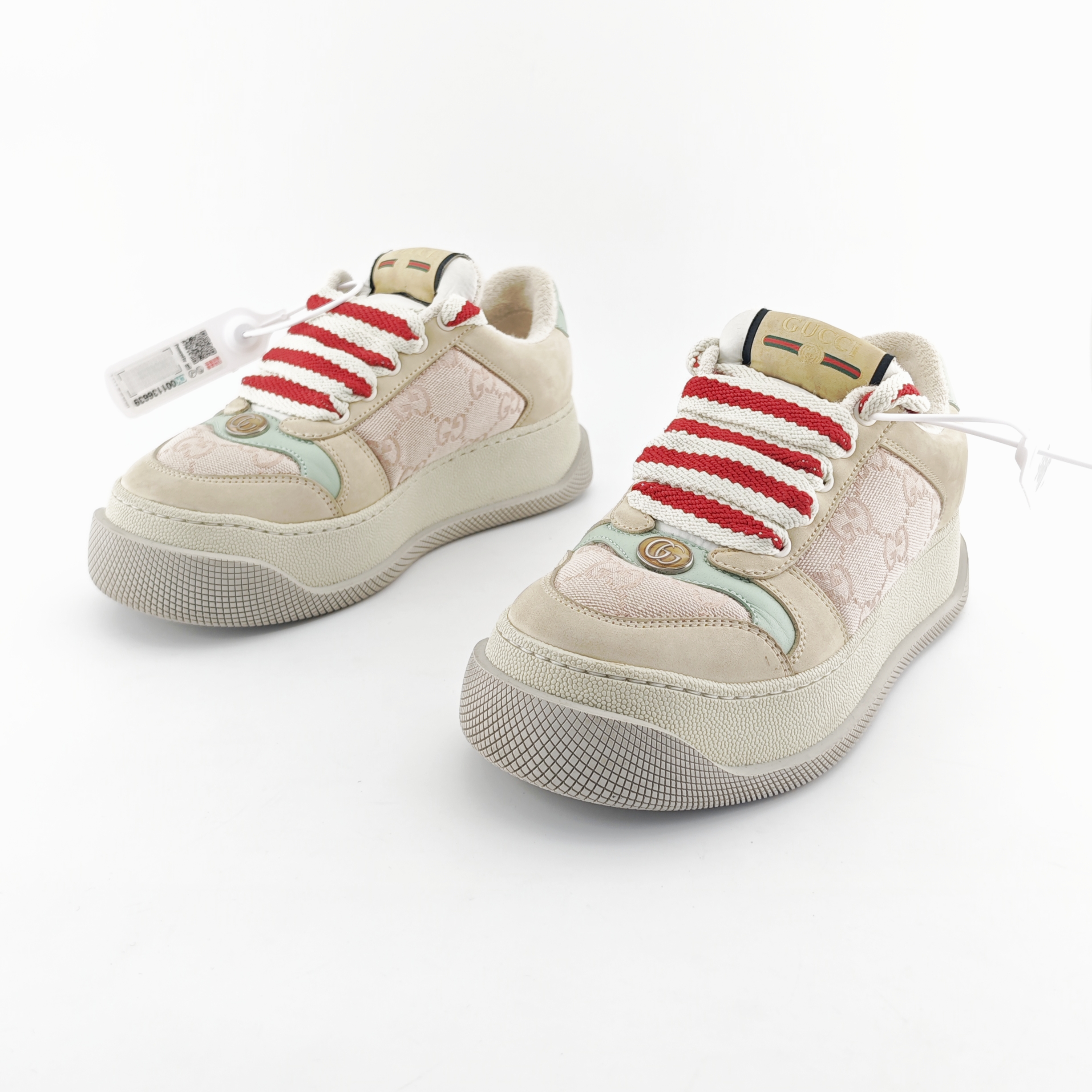 99新 GUCCI/古驰 34.5码 米粉色脏脏鞋胖丁 D5321