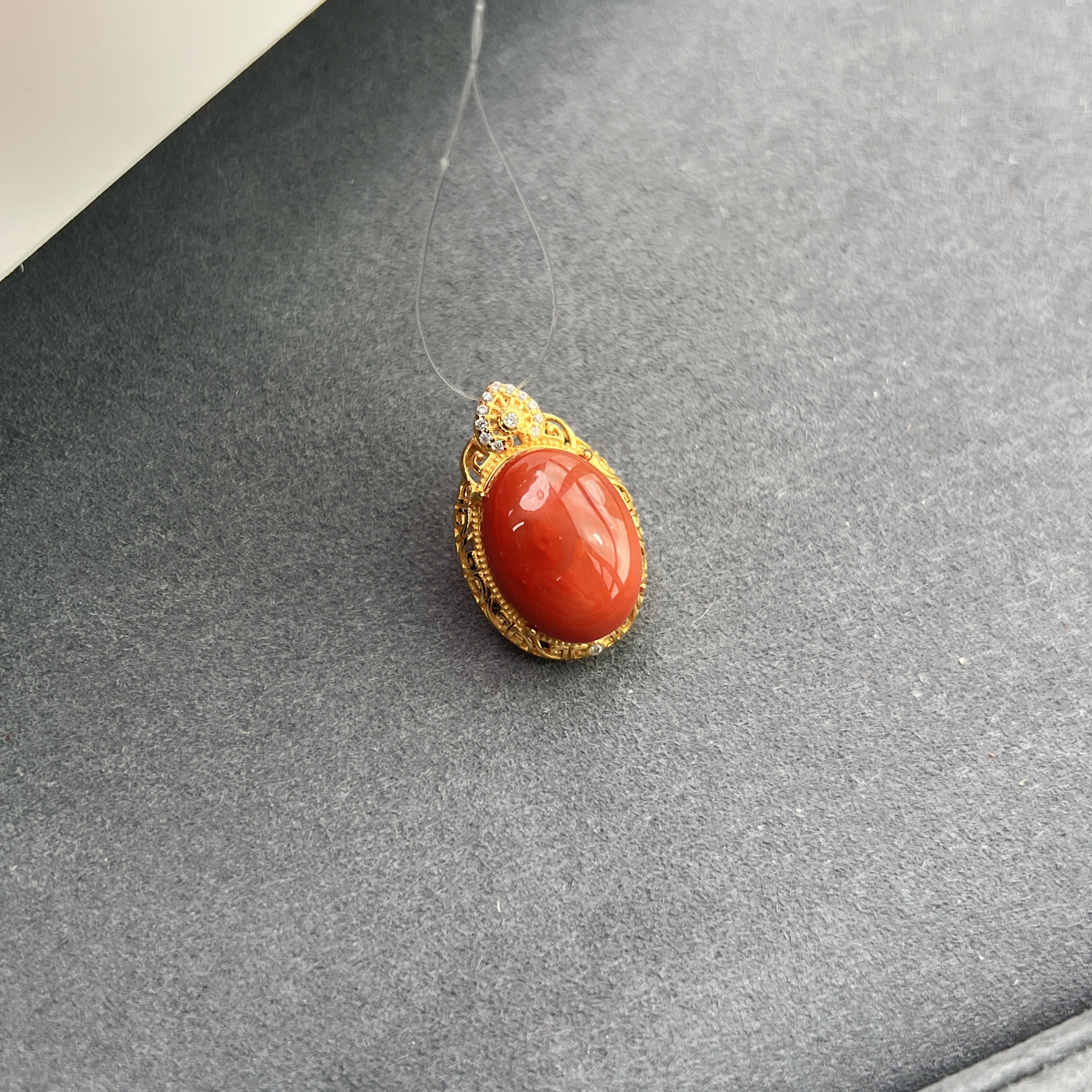 南红玛瑙吊坠s925银镶12*16mm