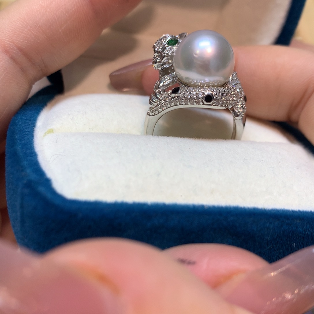 海水珍珠戒指银S925镶嵌