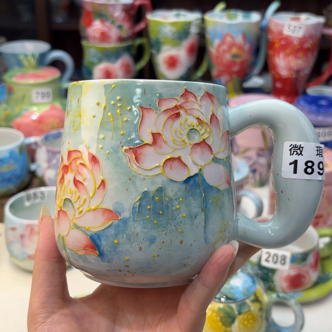 瓷片景德镇手绘高温釉下彩陶瓷茶具