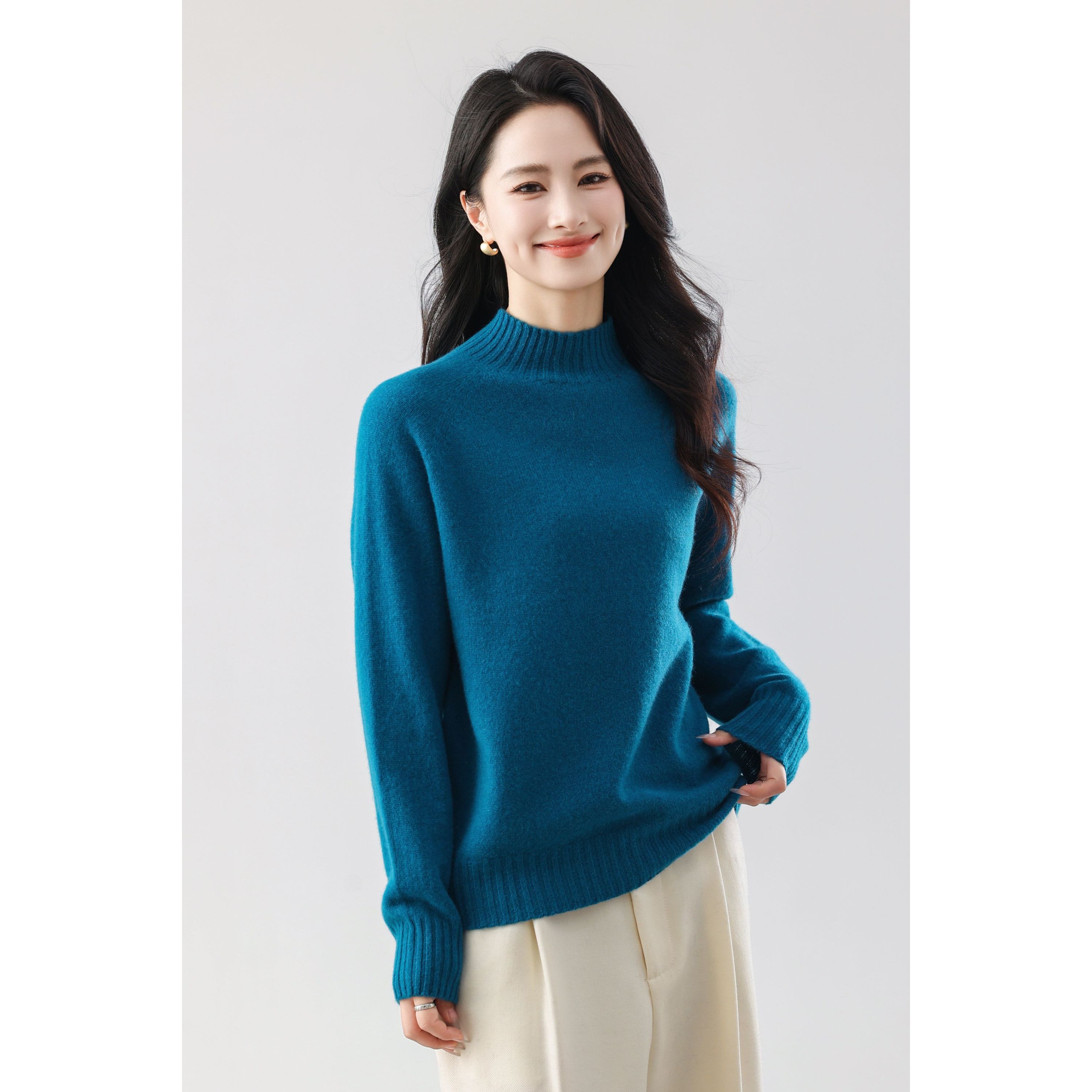 【莹莹专属】软黄金Musley Queen秋冬新款100%山羊绒中领羊绒衫823