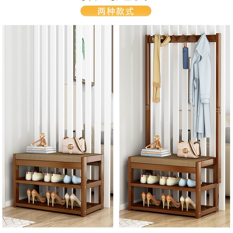 双层凳子换鞋凳门口实木鞋凳穿鞋进门玄关登可坐架简约试衣家用软