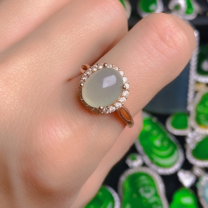 翡翠银S925镶嵌戒指戒指