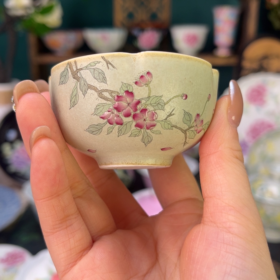 陶摆件景德镇陶瓷茶杯手绘