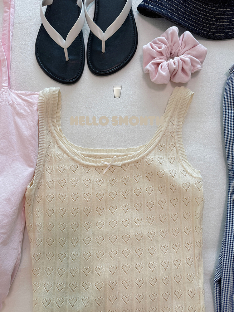 【白色镂空】轻薄防晒短袖 针织背心 359