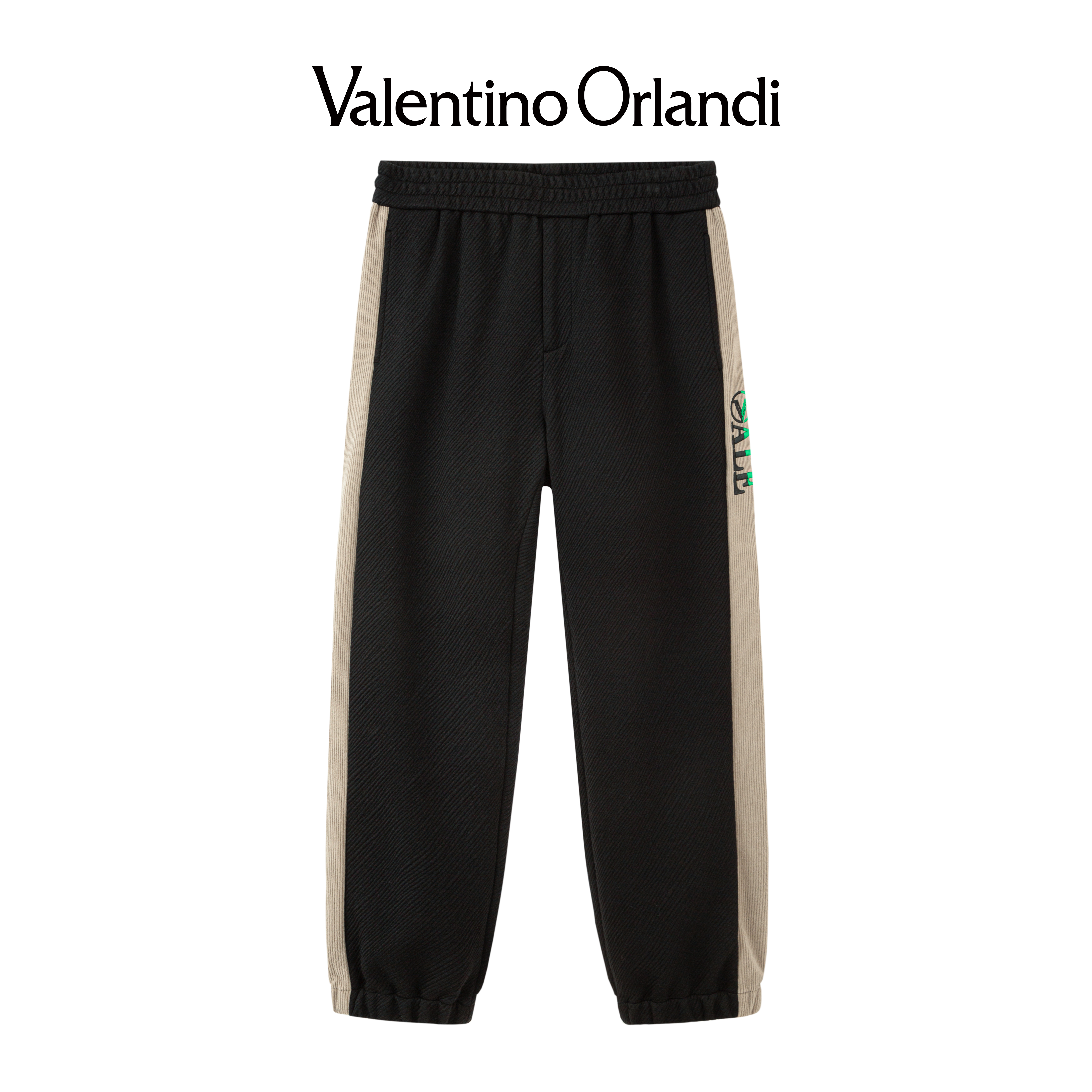 Valentino orlandi男士春秋B版时尚百搭字母刺绣小标灯芯绒束脚裤