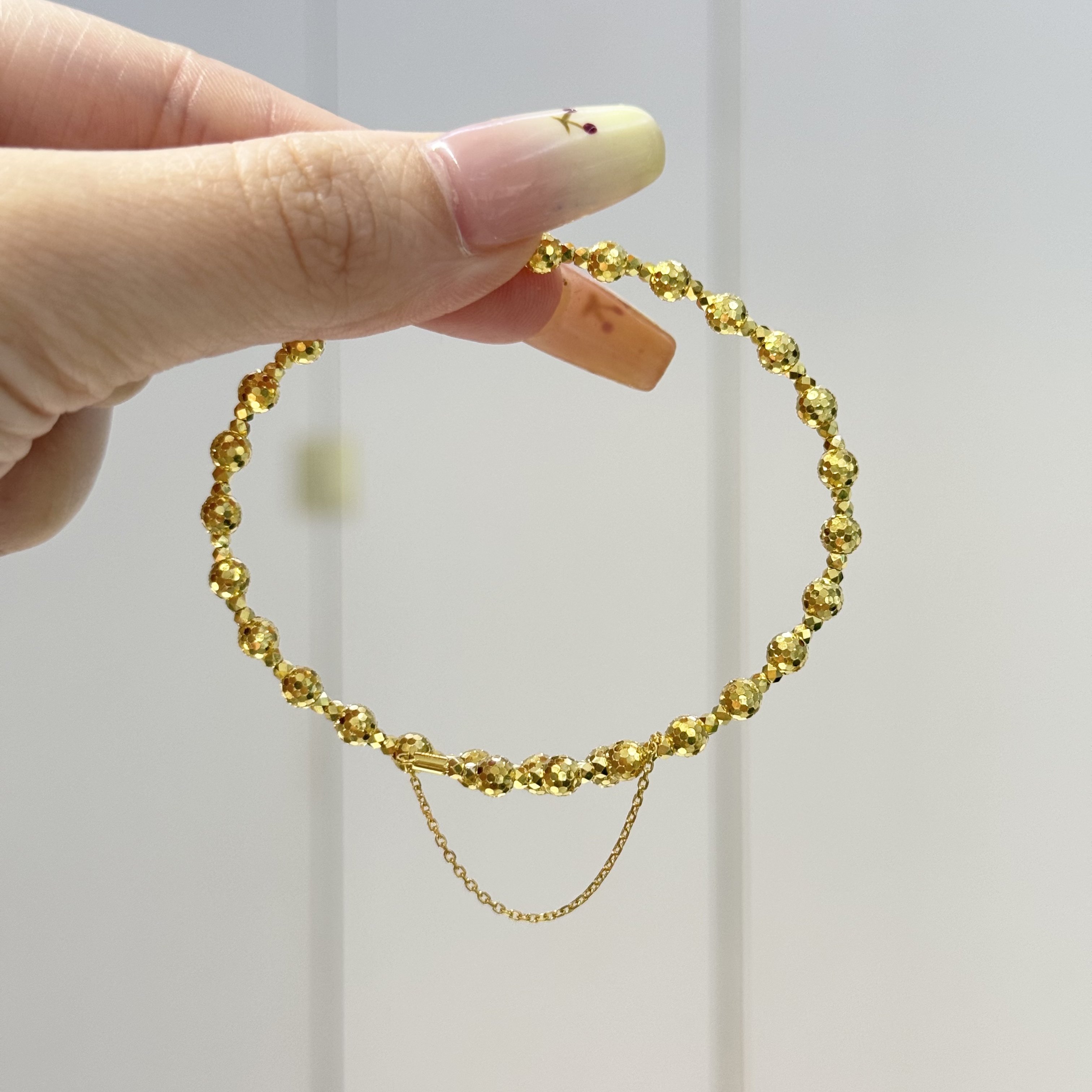 X【爆闪金珠弹力镯】足金999首饰5G