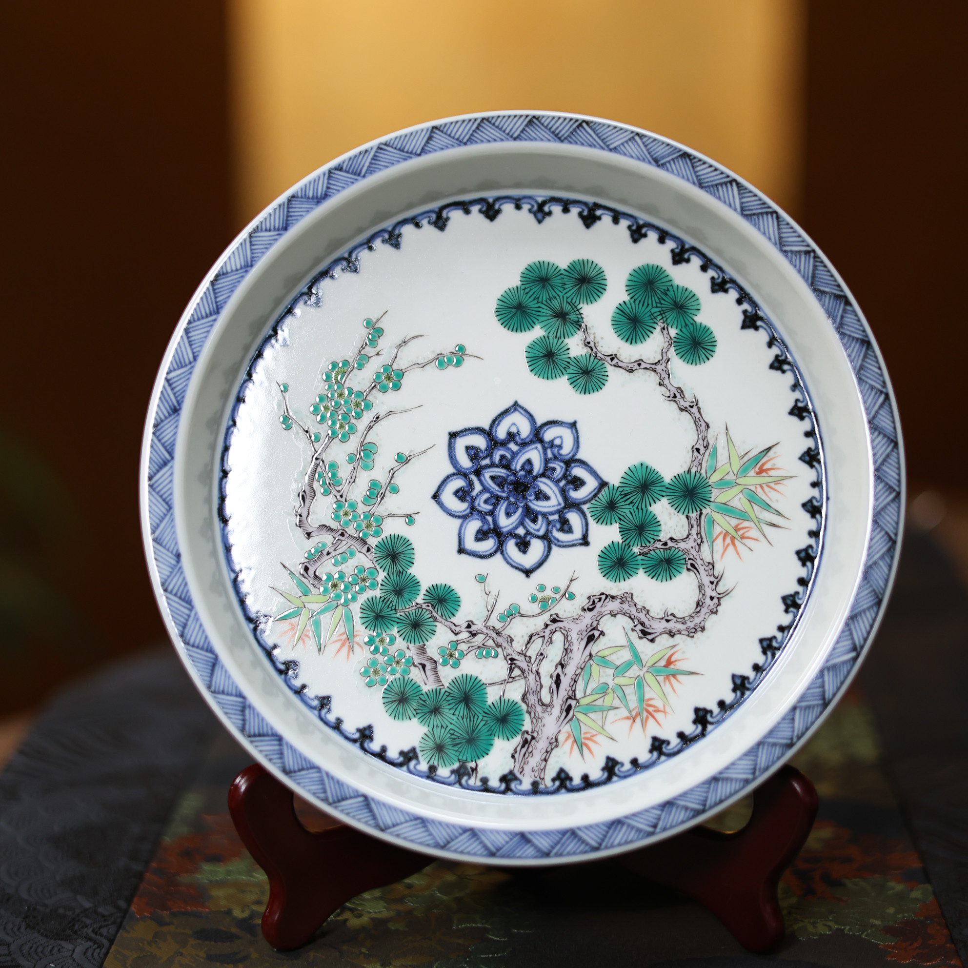 【非遗好物】立勤堂红绿彩绿梅壶承(HLC-HC-076)