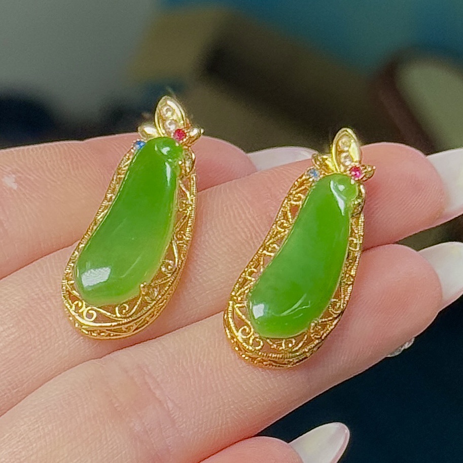 【CH】18k金和田玉碧玉福瓜吊坠（多样性发其一）