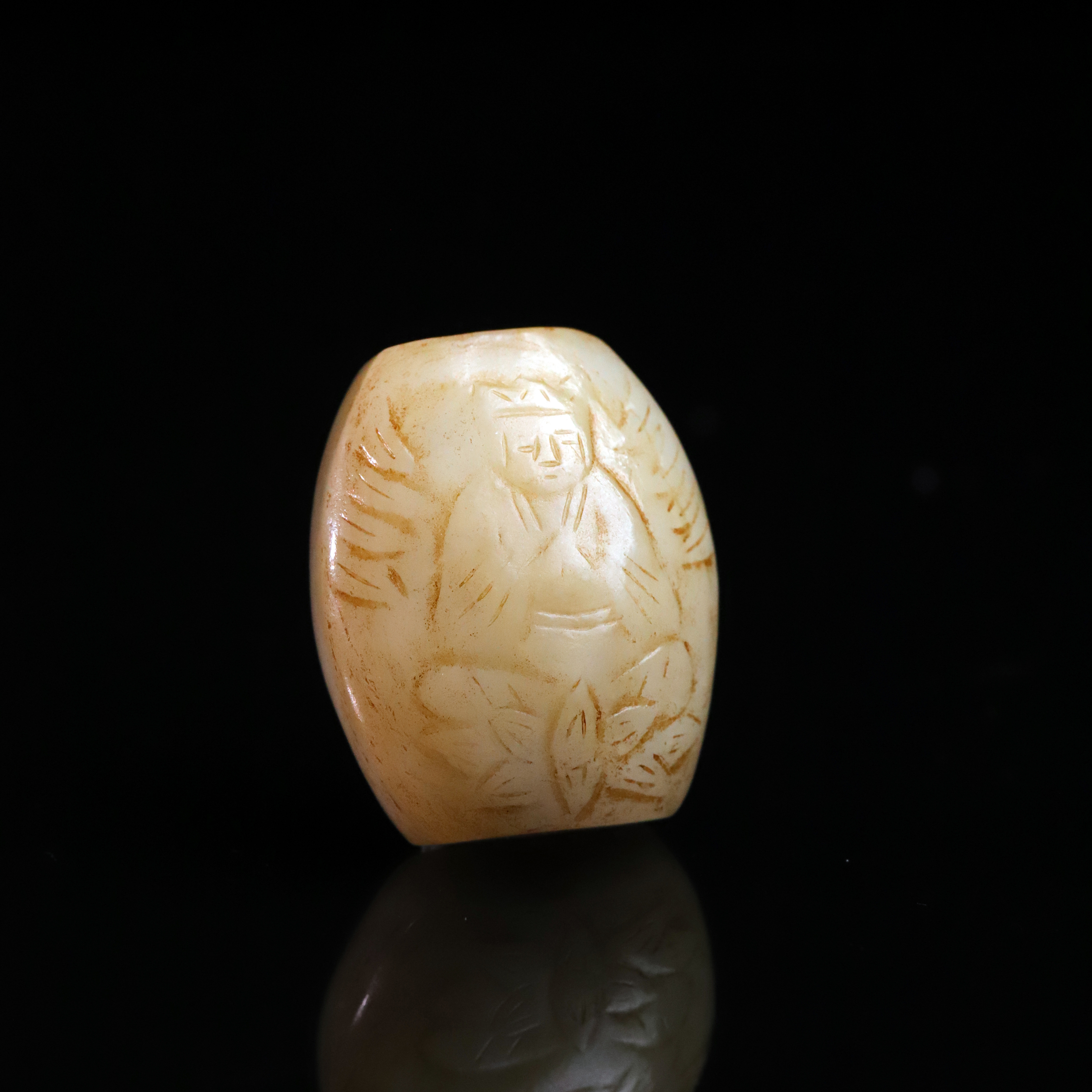 明代和田玉龟甲花件