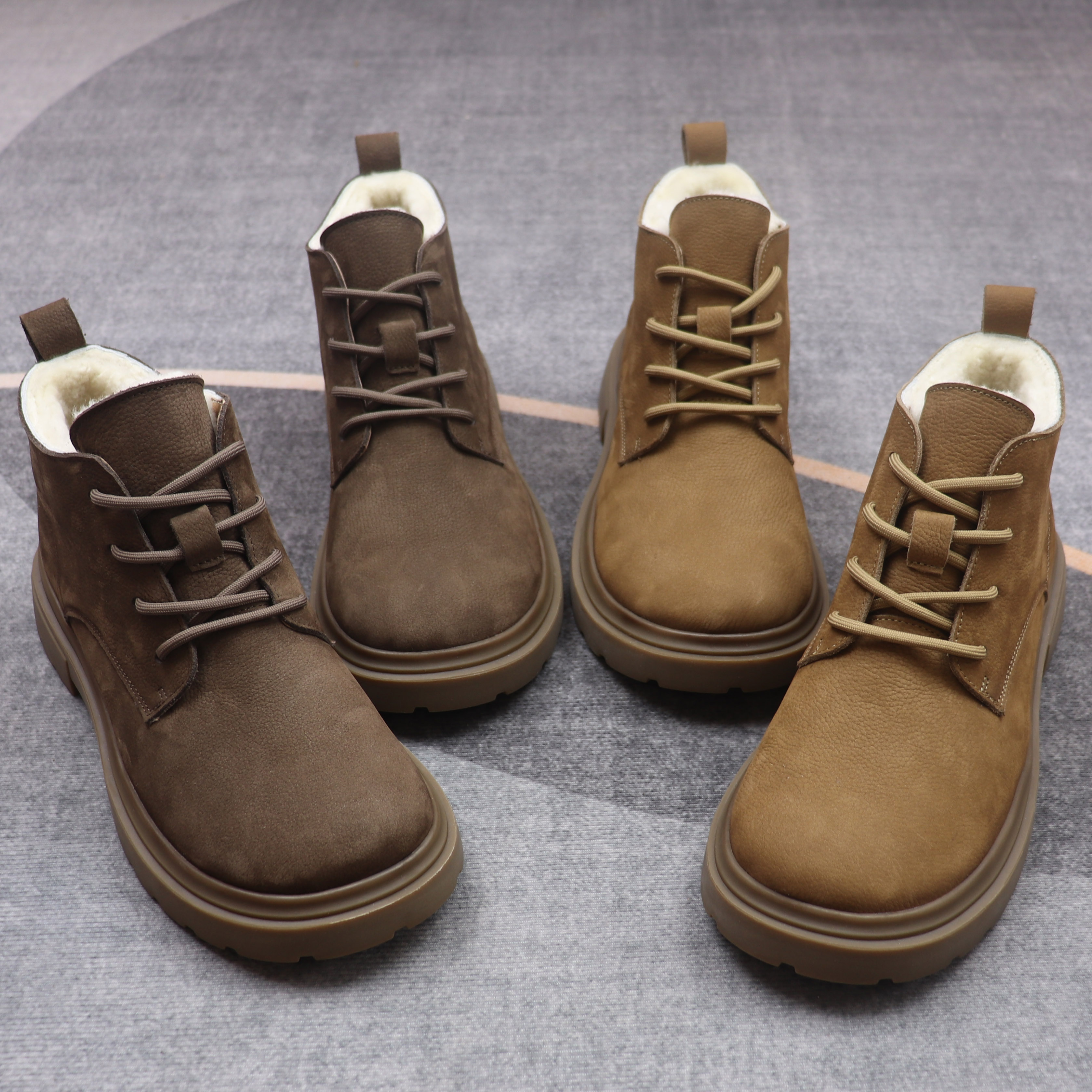 【皮毛一体】冬季男士马丁靴真羊毛中帮靴子头层牛皮男靴加厚保暖款