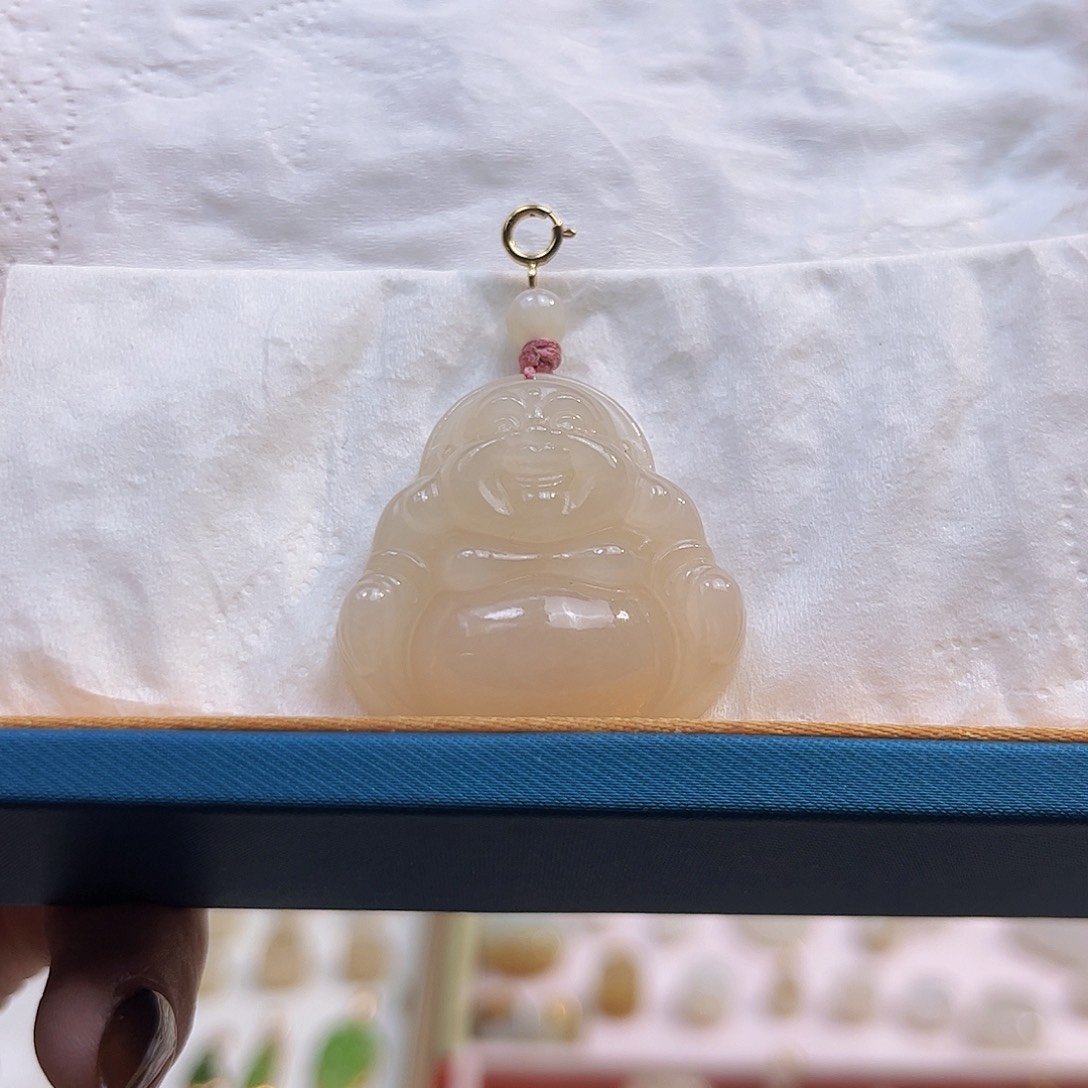 和田玉18K金镶嵌吊坠(不含链)