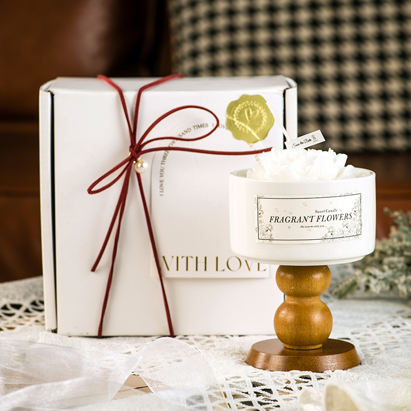 山茶花香薰蜡烛高级礼盒创意陶瓷烛台送闺蜜氛围感生日礼物