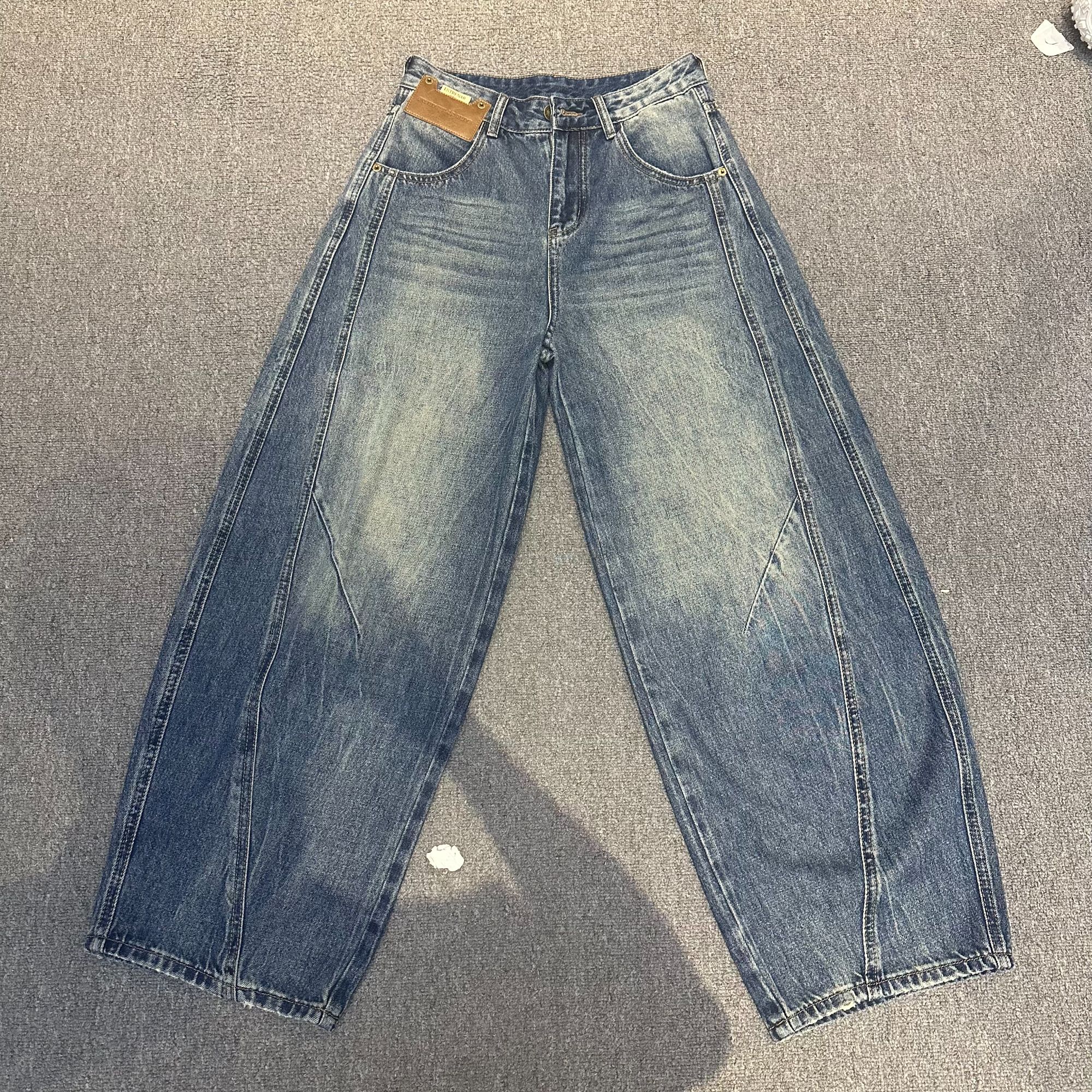 【LA原创】“月下探戈”小众买手店设计感立体剪裁弯刀堆堆裤牛仔裤