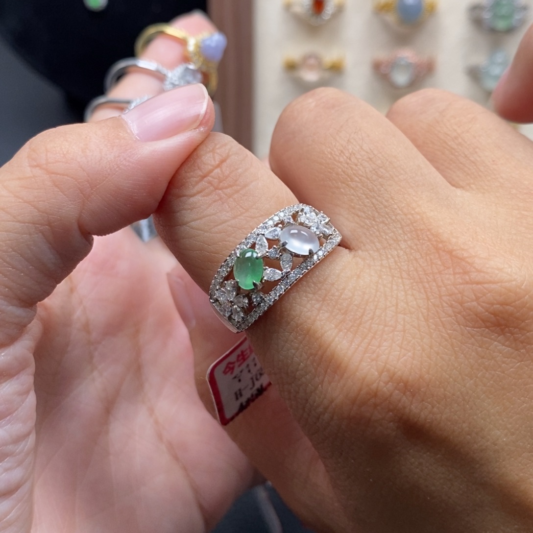 翡翠银S925镶嵌戒指