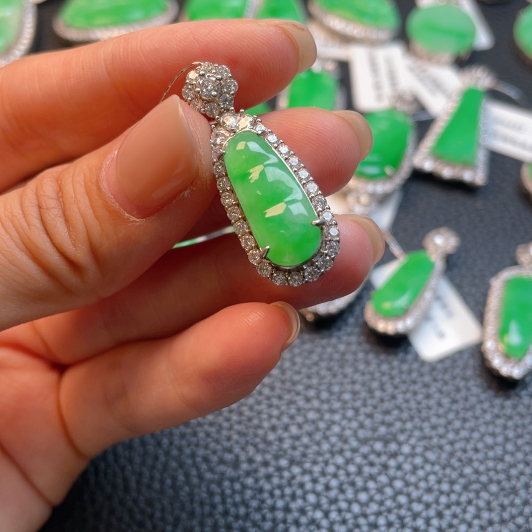 翡翠银S925镶嵌吊坠(不含链)