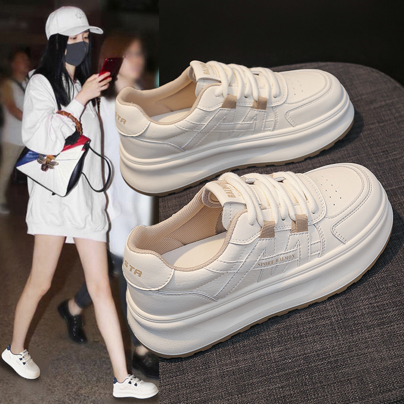 厚底小白鞋女小个子2025新款秋季百搭透气休闲鞋学生爆款增高板鞋
