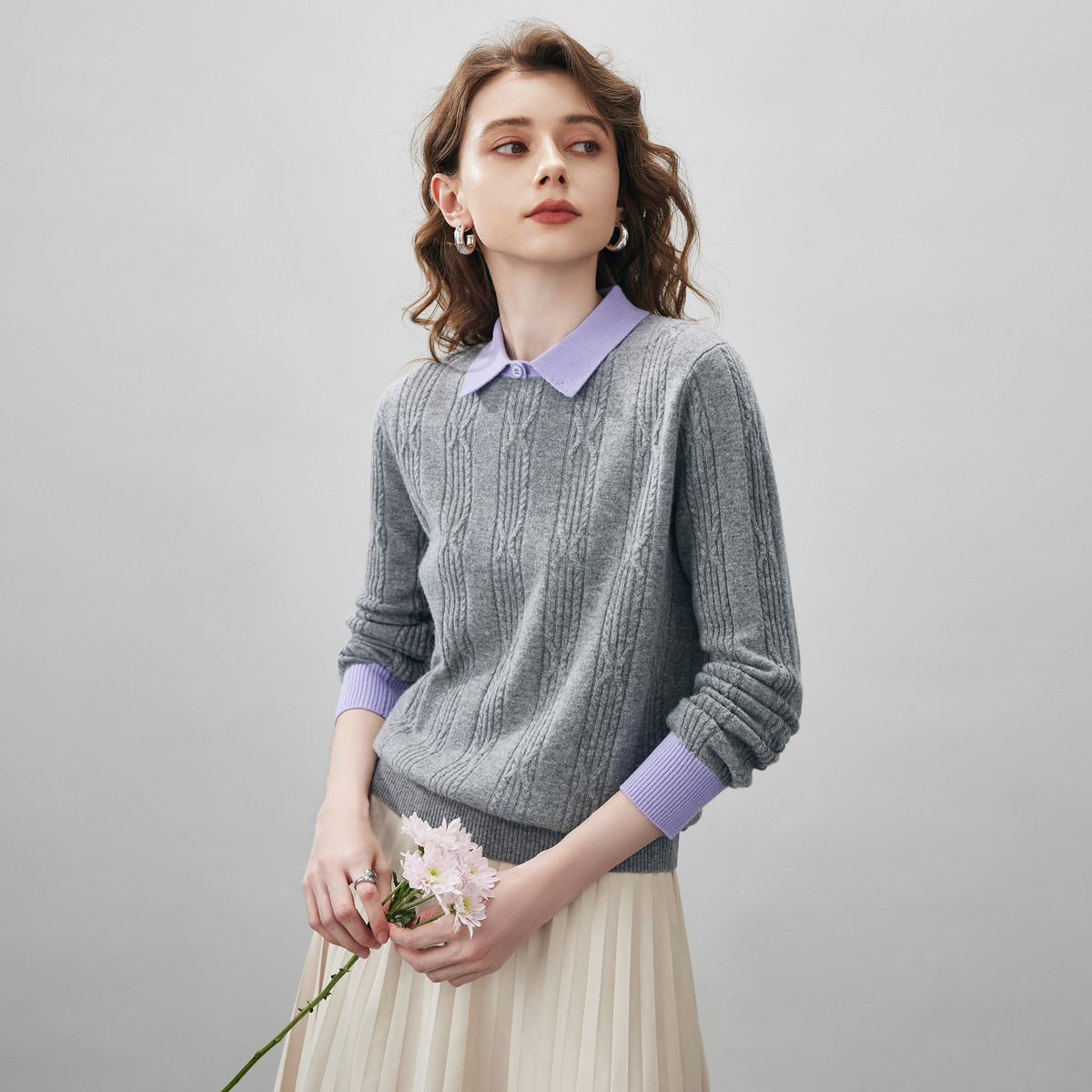 COMOBOCA/科蒙·博卡秋冬女宽松优雅毛衣商务针织打底衫KST5202