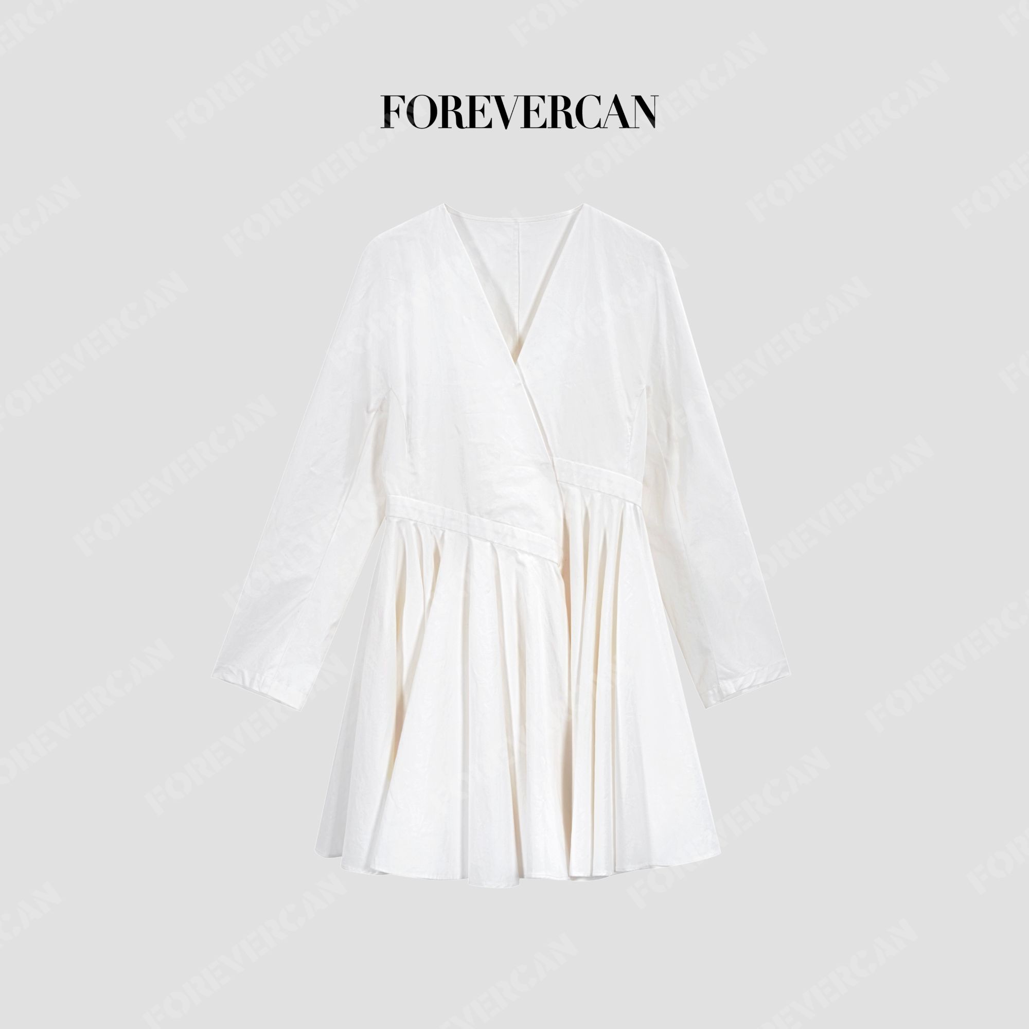 FOREVERCAN“梦回巴黎”不对称解构荷叶摆衬衫伞裙连衣裙SD23640