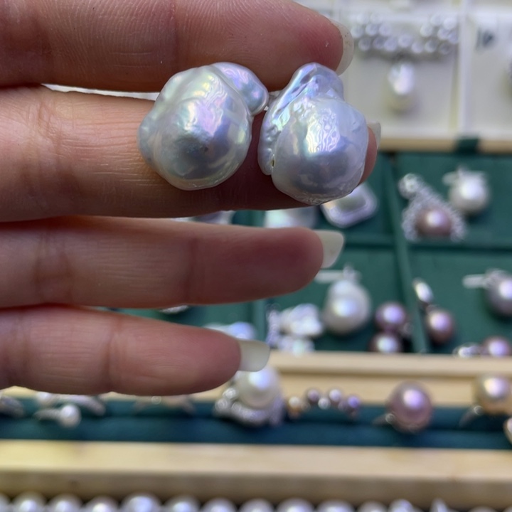 淡水珍珠耳饰银S925镶嵌