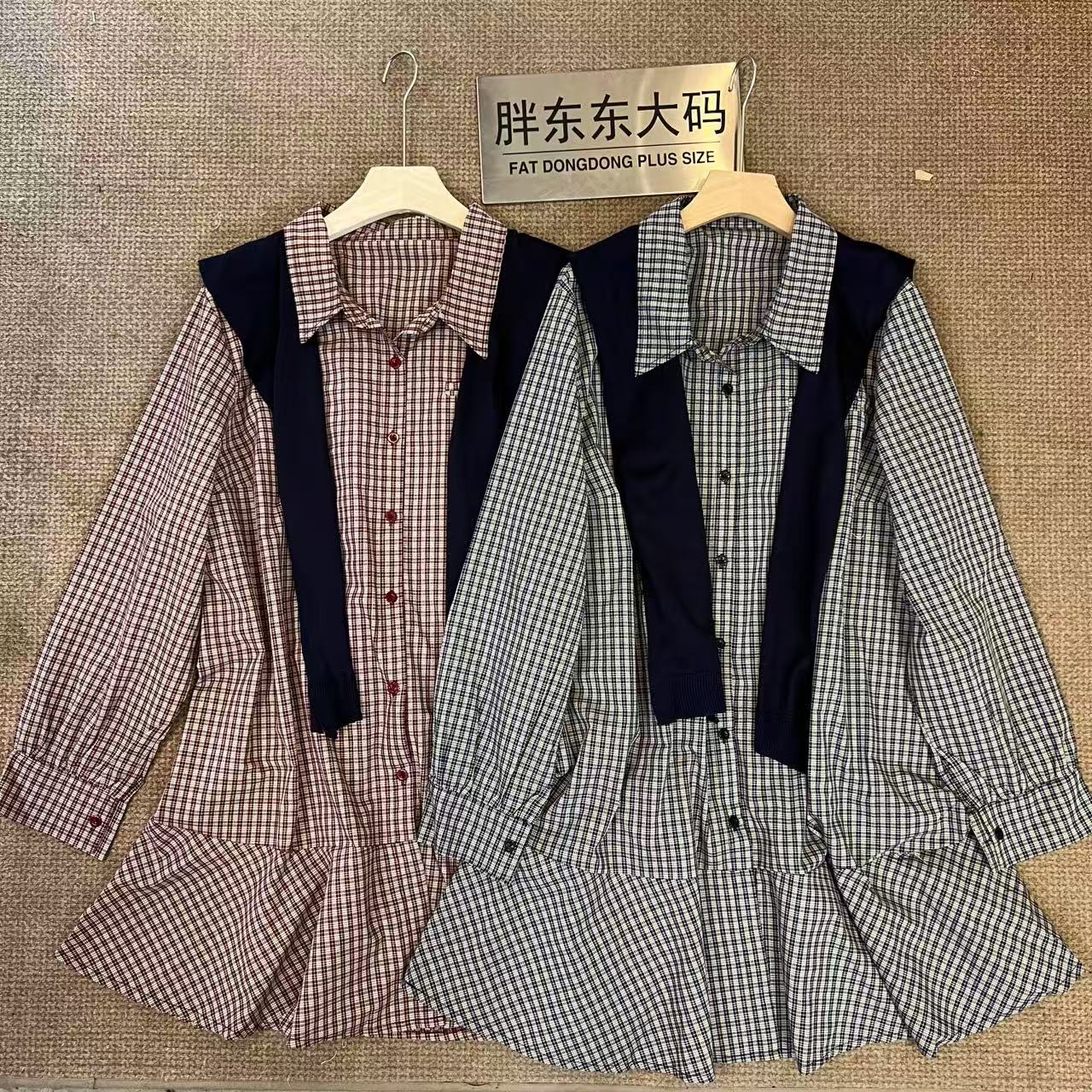 「午后花园」东东家*8586大码早秋设计感百搭宽松显瘦遮肉连衣裙